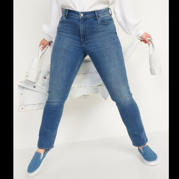 Old Navy High-Rise Straight Jean Medium Wash 16 - Picture 1 of 12